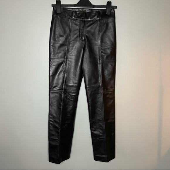 Danier Black Genuine Leather Bootcut Pants Size 2 - Picture 1 of 7